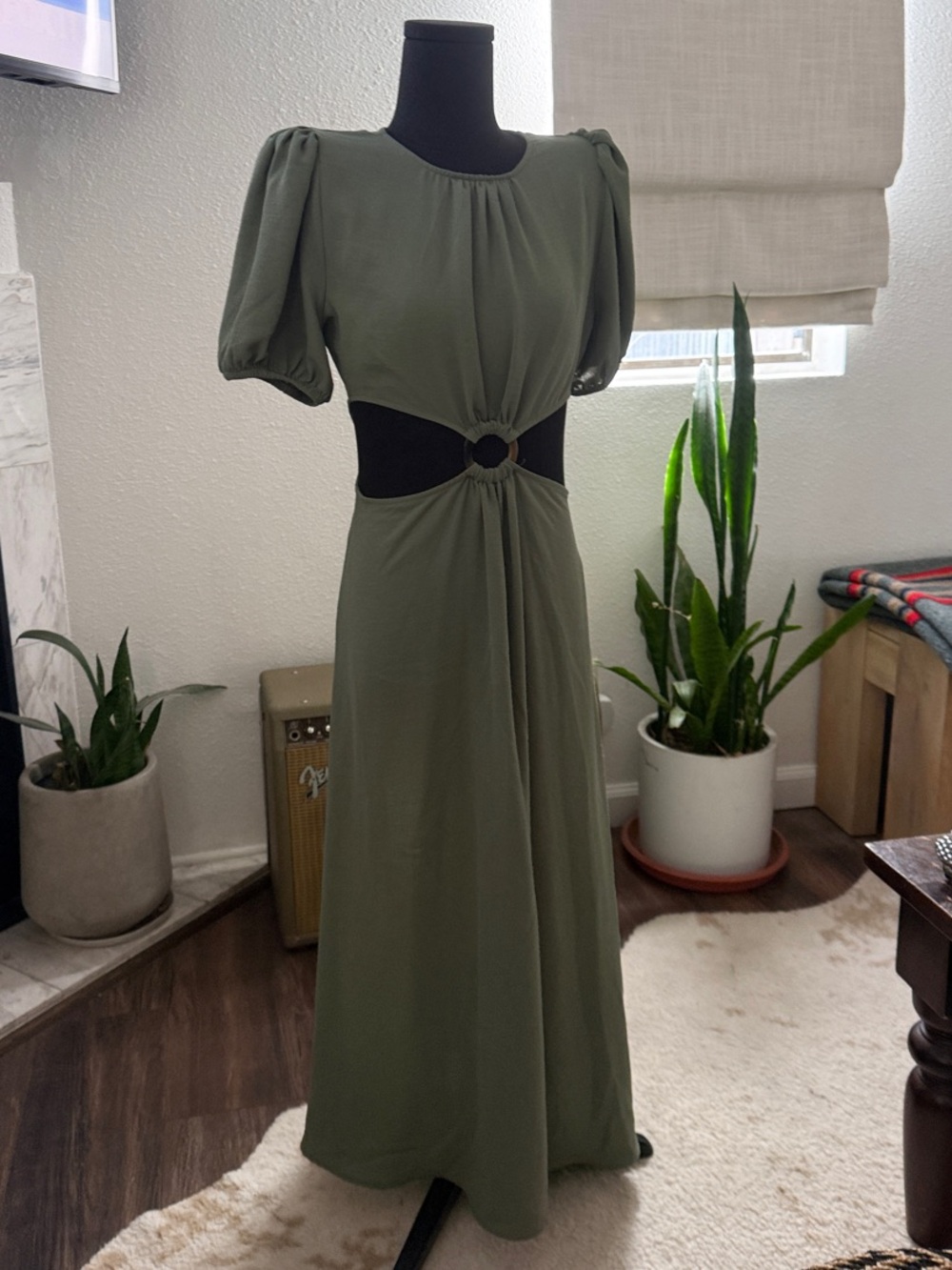 Zara Olive Green Midi Dress